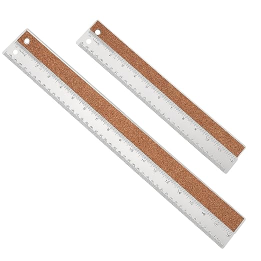 Metal Ruler 12 Inch 18 Inch Stainless Steel Ruler with Cork Backing, Non-Slip with Inch and Centimeters, Straight Edge Rulers for Student School Office Drafting Tools