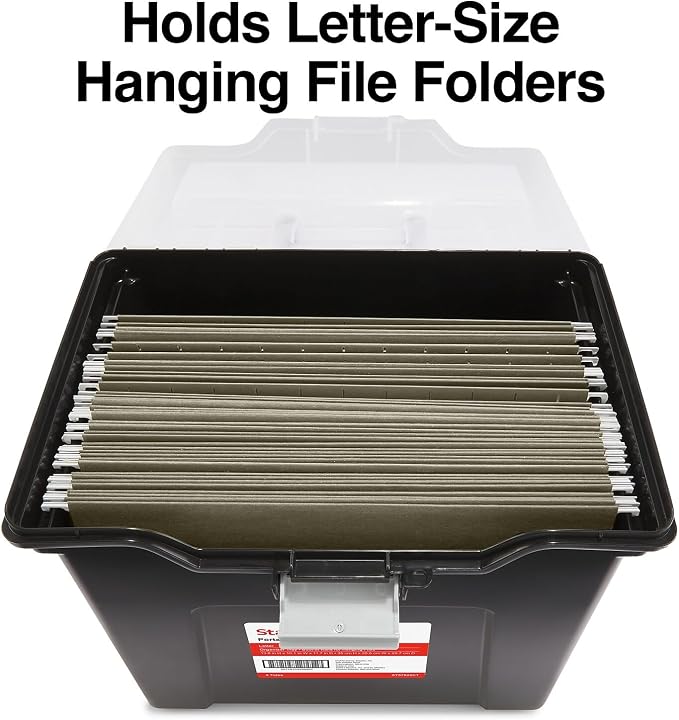 STAPLES File Box File Portable Tote, Letter Size, Black, 4/Carton