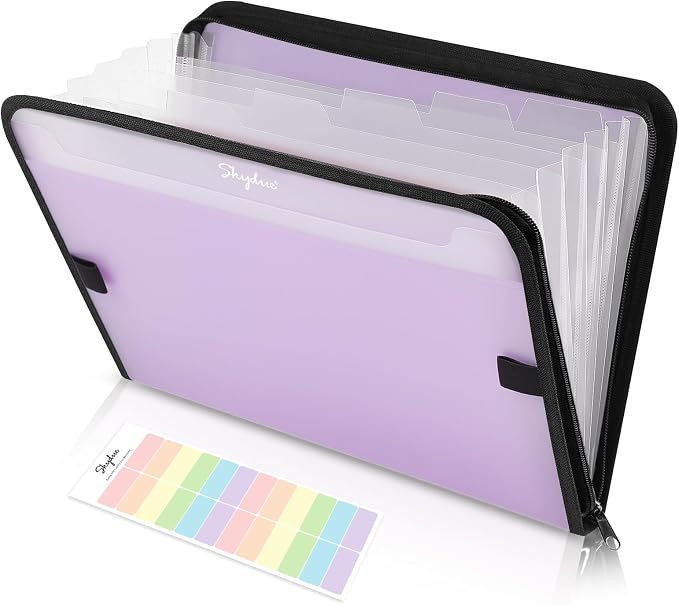 SKYDUE Accordion File Organizer, 7 Pocket Expanding File Folder with Front Pocket, Letter Size, Important Document Organizer with Double Zipper,Travel Folder, School Office Supplies