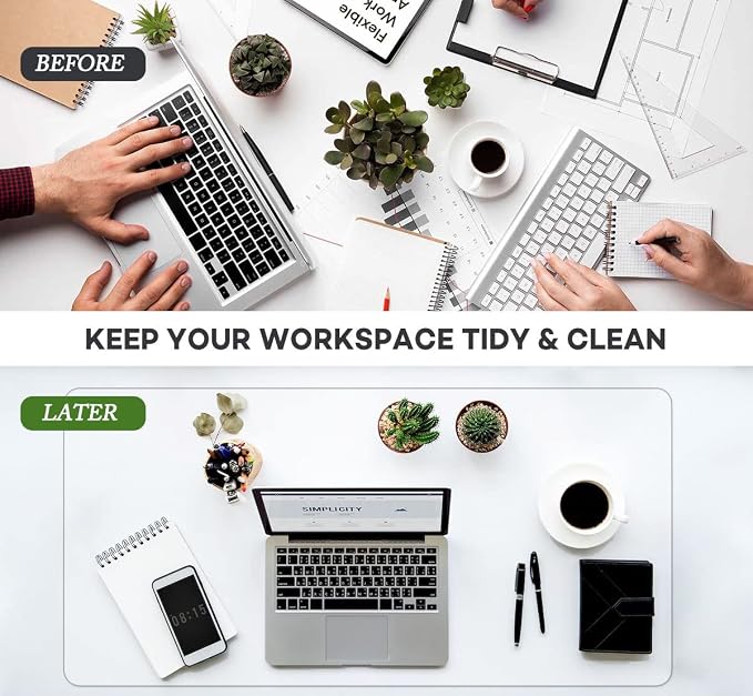 Clear Writing Desk Pad 17 x 36 Inch Waterproof PVC Desk Table Cover Protector on Top of Desks Large Desk Blotter Pad Non-Slip Laptop Desktop Writing Mat for Office Home Decor with Mouse Pad