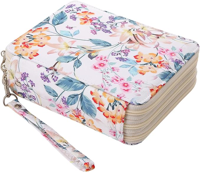 Portable Colored Printing Pattern Pencil Case Holds 72 pcs Pencils Bag Organizer with Handy Wrap Portable- Multilayer Holder for Watercolor Pens or Markers, Pencil Case Organizer for Artist