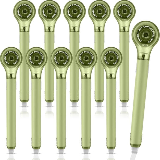 Gersoniel 10 Pack Correction Tape Pen Correctional Ink Tape Push Pull Protective, Easy to Use Applicator for School Office Supplies, 0.2 x 236 Inch (Green Color)
