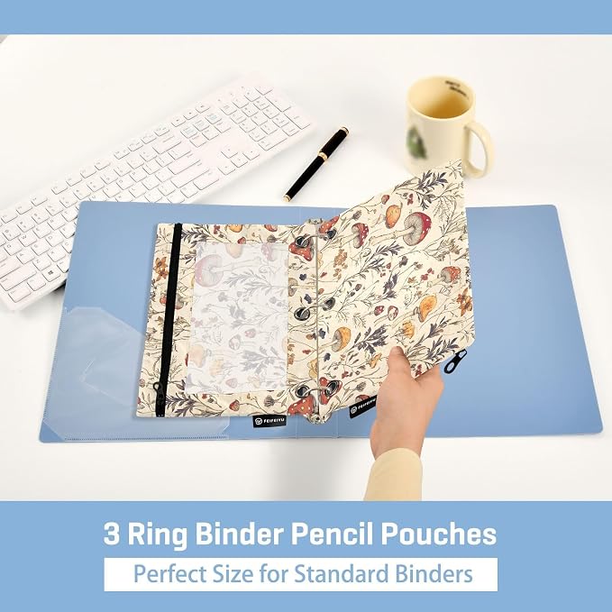 ALAZA Pencil Pouch for 3 Ring Binder Hand Drawn Mushroom