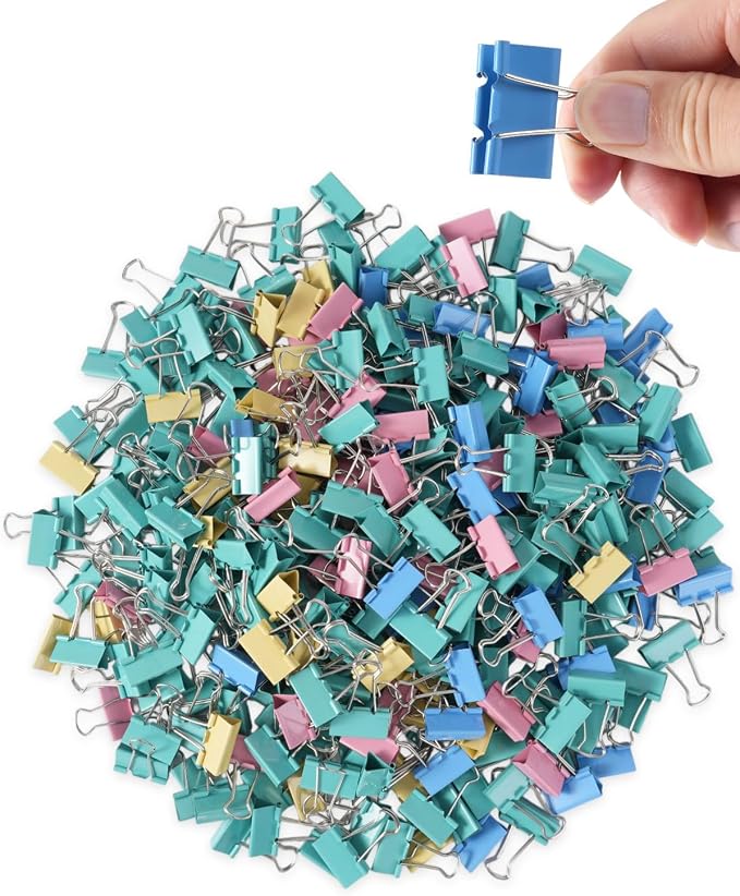 300 Pcs Medium Binder Clips, 1.25 Inch Metal Paper Clips with Strong Grip for Office School Business Paperwork, Assorted Colors
