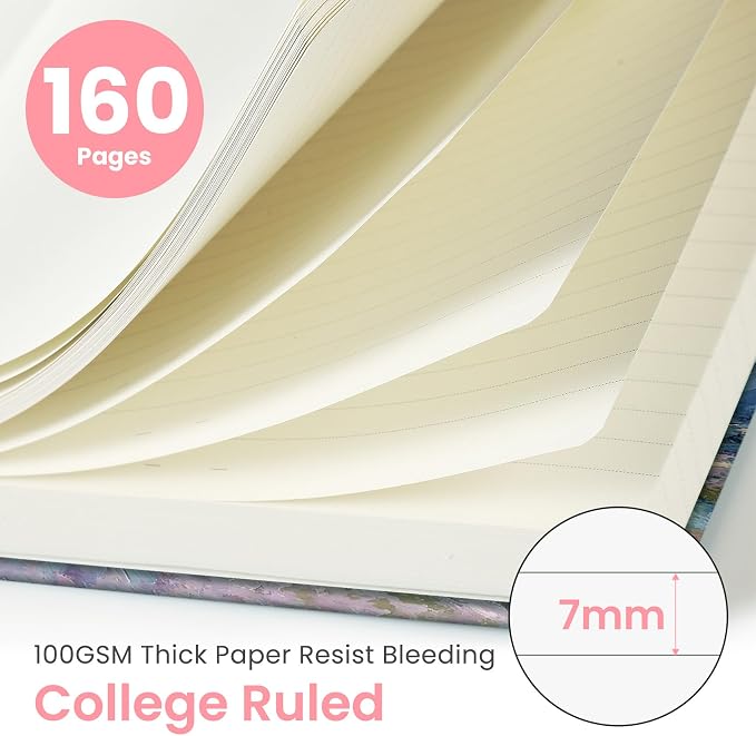 Taja Lined Journal Notebook for Women & Men, Hardcover Leather Journal for writing, A5 College Ruled Notebook for Work & Note Taking, Perfect for Office School Home Supplies, 160 Pages, Starlit Valley