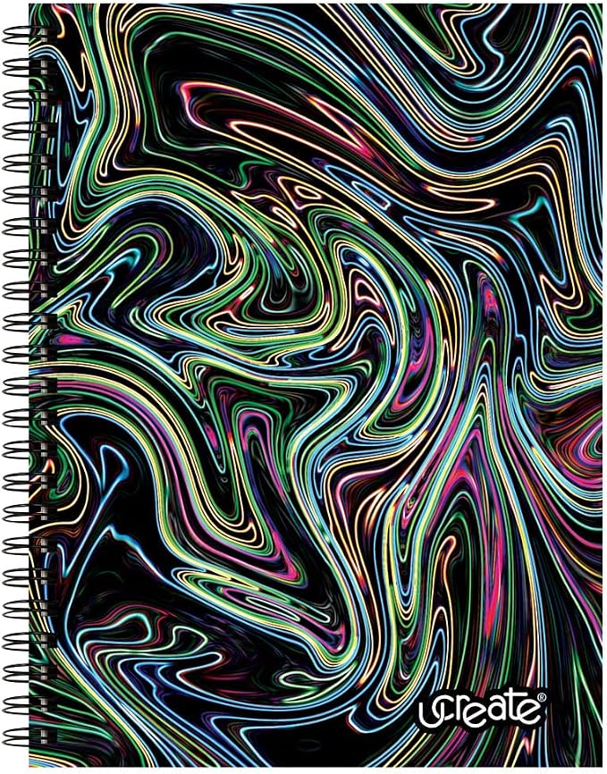 UCreate Fashion Poly Sketch Book Abstract Design, 9" x 12", Neon 75 Sheets