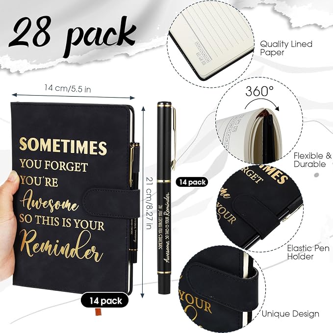 Qilery 28 Pcs Team Appreciation Gifts Bulk Employee Thank You Gift A5 Leather Journal Notebook with Ballpoint Pen for Christmas Student Teacher Volunteer Management(Novel)