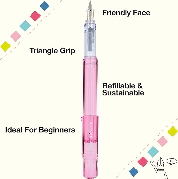 PILOT Kakuno Fountain Pen, Pink Barrel, Medium Nib
