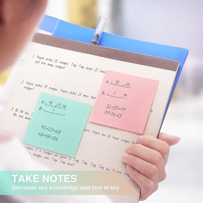 OSBOO Sticky Notes 3x3 Inch 8 Pack Pastel Colors, 80 Sheets/Pad | Soft Pastel Colors Self-Stick Notes Pads Bluk, 640 Sheets Total, Perfect for Daily Reminders, Study Notes, and Office Memos