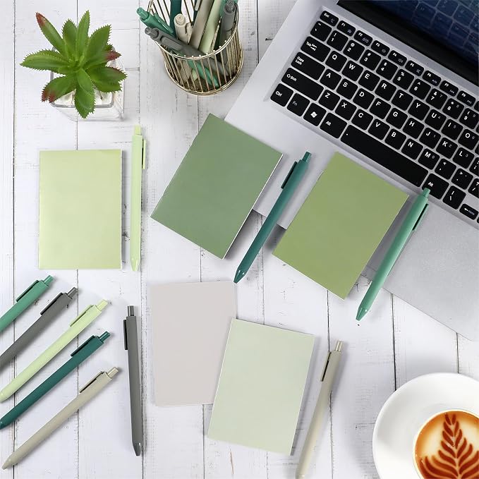 Eaasty 20 Set Mini Notebooks with Ballpoint Pens Bulk Back to School Gift Small Pocket Notepads Gradual Color Composition Journals and Pens for School Supplies Writing Notebooks (Green Series Colors)