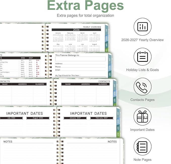 Planner 2026-2027, Weekly and Monthly Academic Planner, July 2026 - June 2027, Hardcover Calendar Agenda Book for School Year Planning, School Supplies for Teacher and Student, Letter Size(8.5'' x 11'')