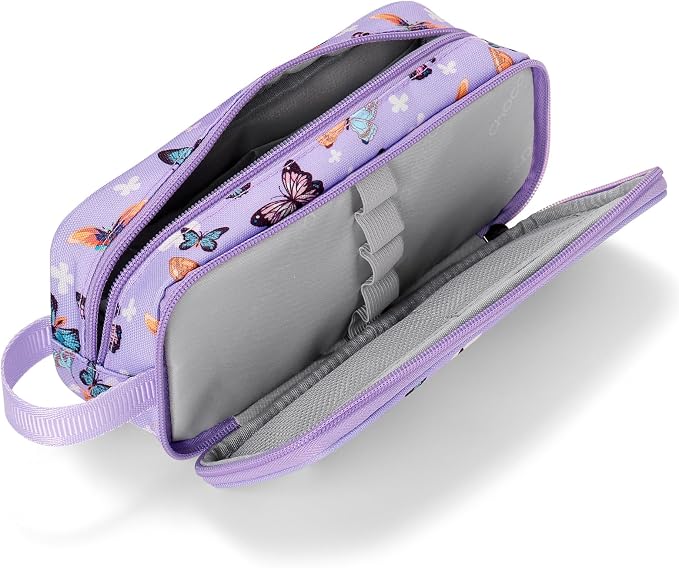 Choco Mocha Girls Pencil Case for Kids, Soft Large Zipper Pencil Pouch for Kids with 2 Compartments Girls Pencil Case for School Rainbow Pencil Bag, Pink