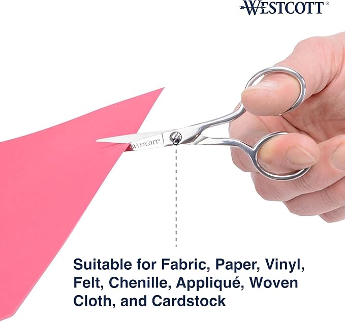 Westcott 4in Forged Paper and Fabric Scissors, Precision Scissors for Embroidery Detail, Sewing and Crafts
