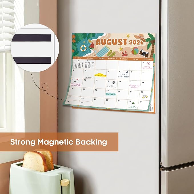 Aesthetic 2026-2027 Magnetic Calendar for Refrigerator, 21-Month Fridge Calendar Magnet from April 2026 to December 2027, Easy Organizing, Watercolor Festiva