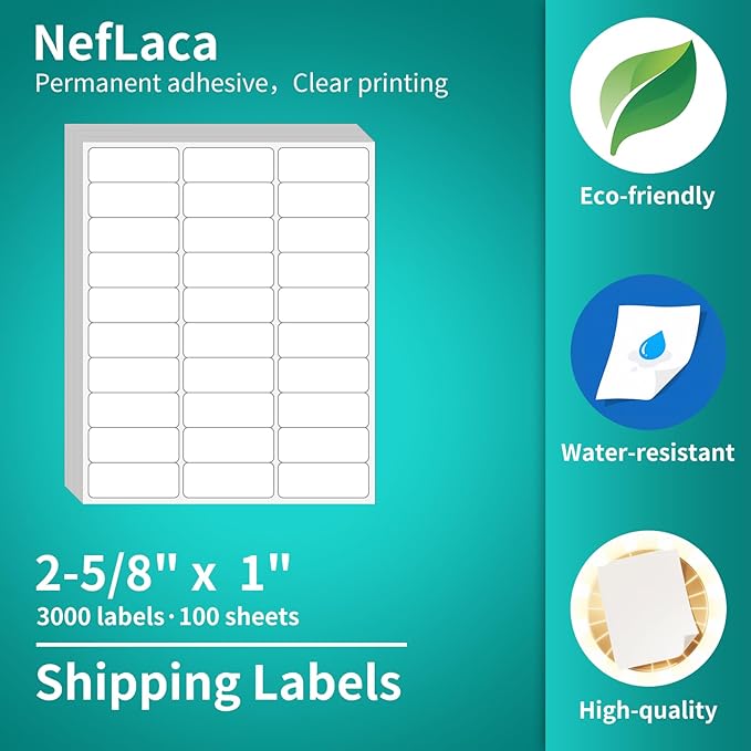 White Shipping Labels, 2" x 4", 300 Labels (30 Sheets), Printable, Matte, Waterproof, Oil-proof, Scratch-resistant