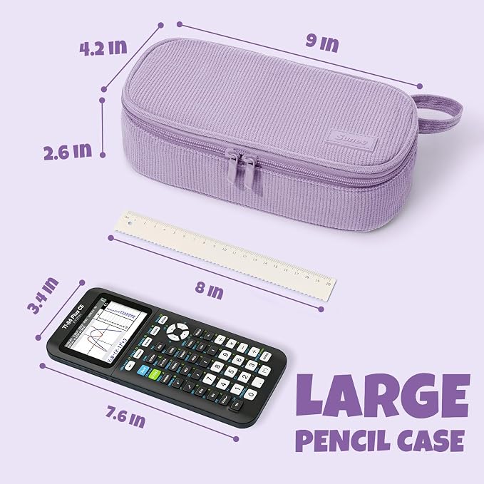 SUNEE Cute Pencil Case, Large Capacity Pencil Pouch, Soft Corduroy Pencil Bag, Big Storage Pen Organizer for Stationery, Aesthetic Zipper Pencil Box, Back to School Supplies for Teen Girls Boy, Purple