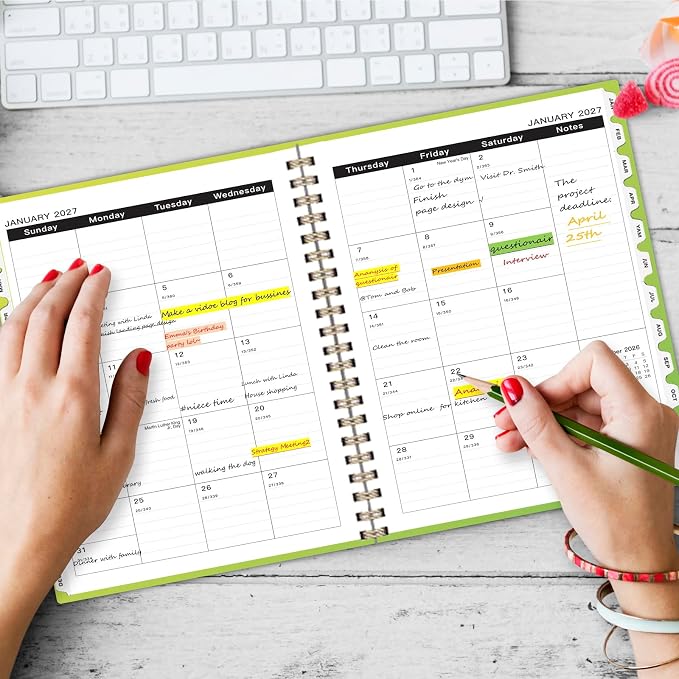 Monthly Planner 2026-2028,2 Year Monthly Calendar Planner,JUL 2026-JUN 2028 | A4(8.5" x 11"),24 Months Planner with Tabs, Spiral Bound, PVC Cover, Inner Pocket for Student, Teacher, School and Office Use