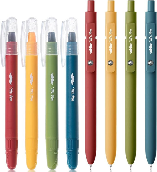 Mr. Pen- Bible Highlighters and Gel Pens, 8 Pack | Vibrant Colors Gel Highlighters No Bleed, Black Ink Gel Pens, Fast Dry and No Smear for Bible Journaling, Planner