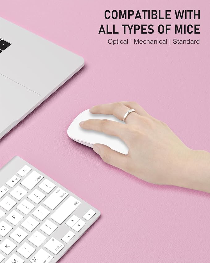 Desk Pad, 35.5" x 17" PU Leather Non-Slip Desk Mat Large Mouse Pad for Desktop, Waterproof Laptop Computer Writing Mat for Office, Home, Work, Gaming, Pink