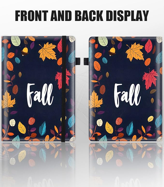Hardcover Executive Notebooks, A5 PU Leather Lined Journal Notebook, 200 Pages Thick Paper Subject Notebooks for School,Work,Home Writing Business Notebook, Diary Book ，Fall Maple Leaves
