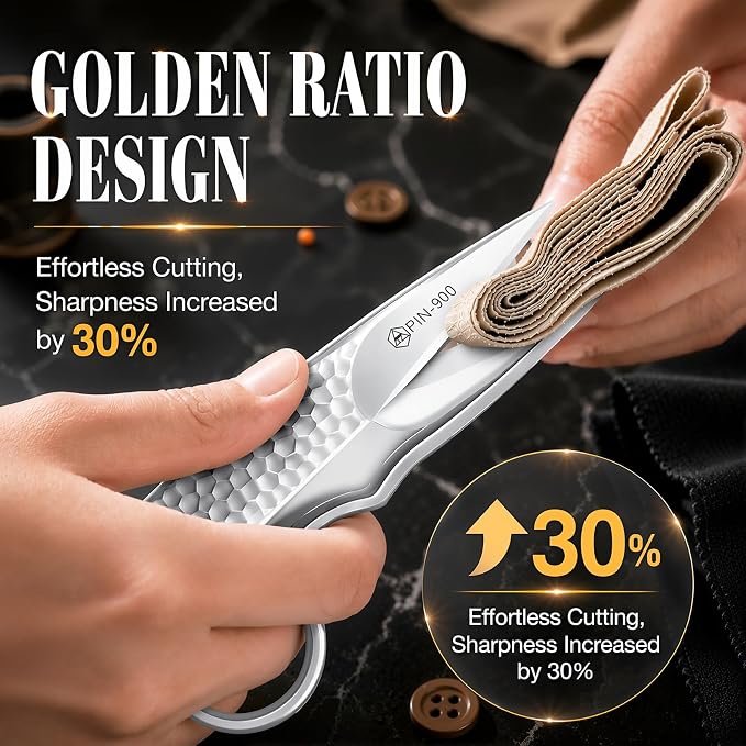 Premium Sewing Scissors, Sharp Precision Thread Snips with Stainless Steel Blades, Upgrade Small Craft Scissors with Silver Hammered Handle for Embroidery, Quilting, Fabric, & DIY Projects