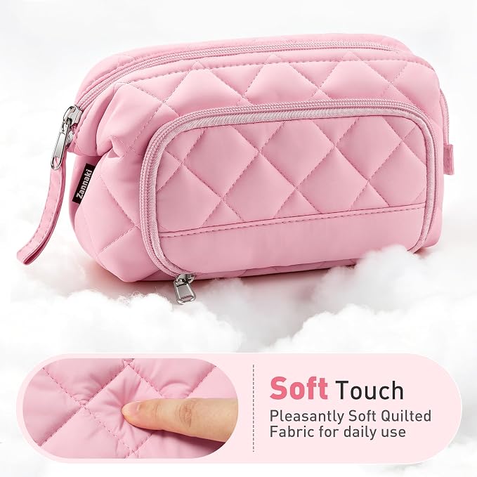 Zannaki Soft Quilted Large Pencil Pouch Organizer with Wide Opening for Boys Girls Teens - Extra Big Capacity Pen Pencil Bag with Zipper, Portable Pencil Case Box for School, College, Cosmetic Gift