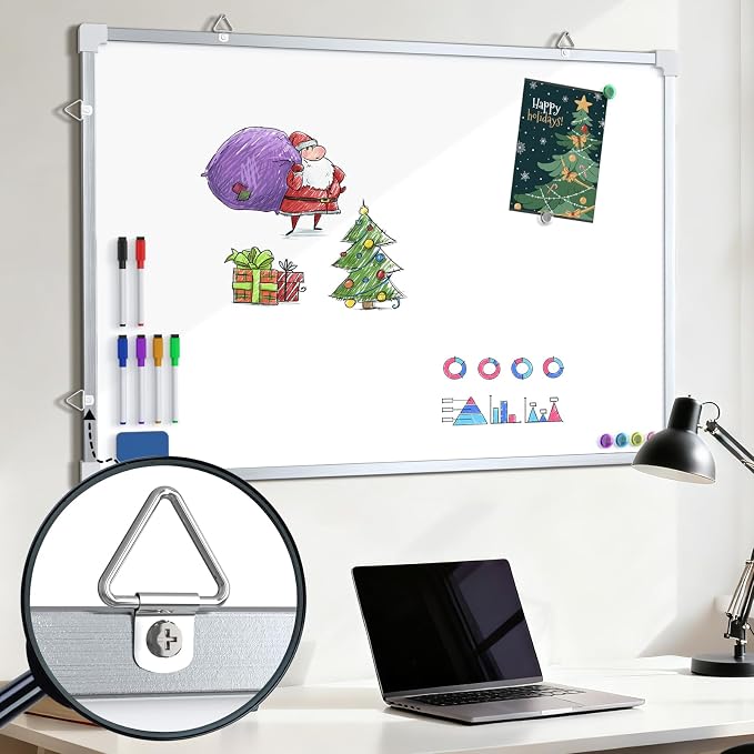 MaxGear Double Sided Magnetic Dry Erase Board Calendar, 36" x 24" | Aluminum Frame Whiteboard for Wall, Double-sided, Monthly Planner, 6 Markers & 6 Magnets included, portable for Home, Office