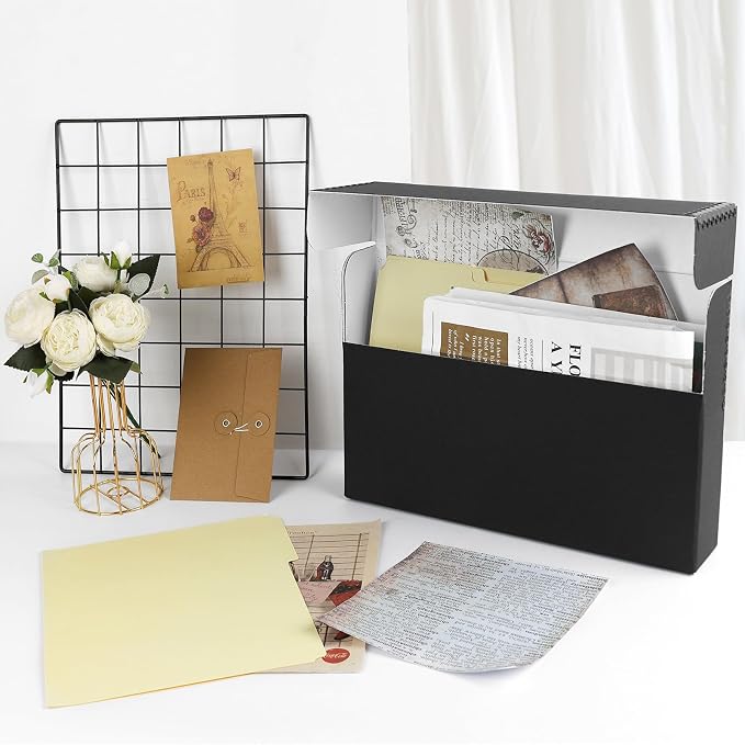 Lineco Archival Document Storage Box, Black, 15.5" x 10.5" x 2.5" | Legal-Sized, Metal Edge, Acid-Free Boxboard Case, Organize Files, Prints, Photos