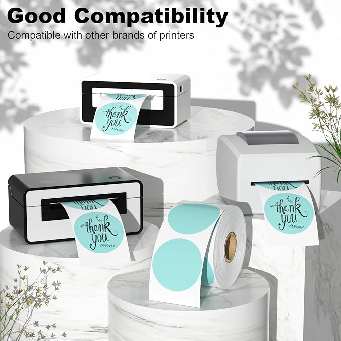 2" Circle Direct Thermal Labels, Thermal Printer Labels for Name Tag, DIY, QR Code, Self-Adhesive Address Shipping Stickers, Green Circle Sticker Labels Compatible with Zebra, Rollo, MUNBYN,750Lables