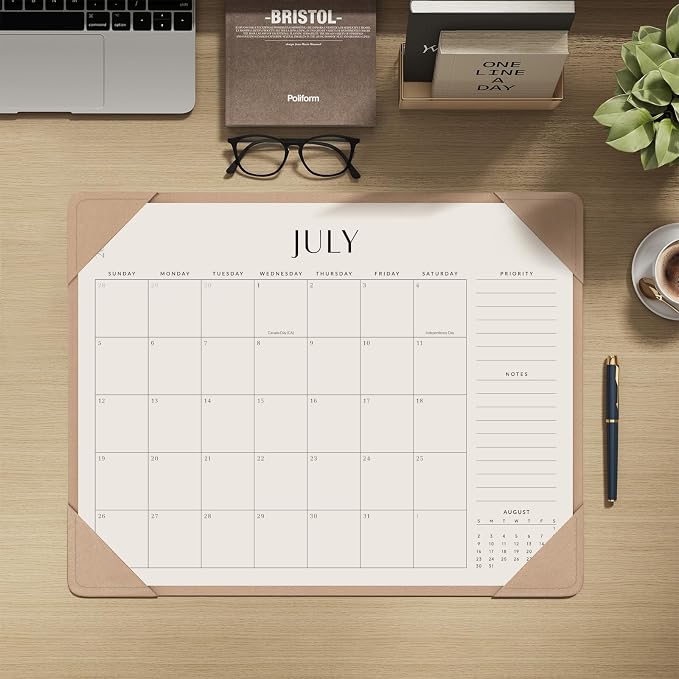 Jotsome Desk Calendar 2026 - 2027 with Desktop Mat, Large Desk Pad Calendar From July 2026 to December 2027 22x17 inch, Desk Blotter Calendar for Home Office and School, Easy Planning, Gift for the Holidays, Apricot