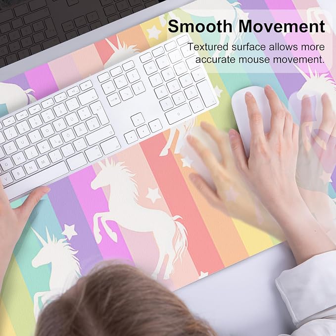 Unicorn Desk Pad Leather Desk Mat for Girls Women Cute Desk Accessories Kawaii Office Decor, Colorful Star Waterproof Large Mouse Pad Kids Desk Organizer Non-Slip Desk Blotter Big Rainbow Writing Mat | Girls Women Cute Desk Mat, Rainbow Desk Accessorie...