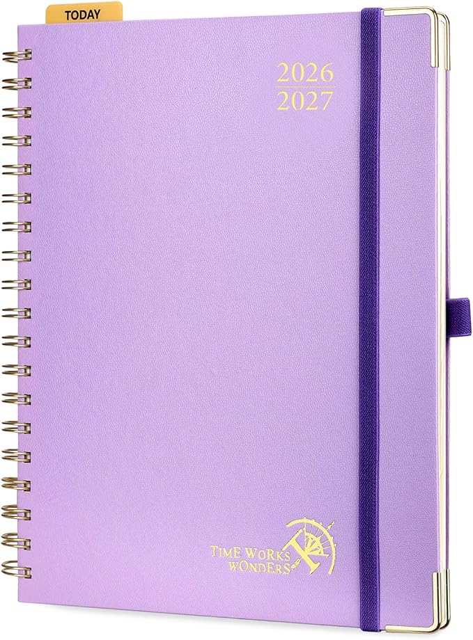 POPRUN 2026-2027 Weekly Planner 10" x 8"Weekly and Monthly Planner Calendar | Jul 2026 - Jun 2027，Daily Agenda Book & Appointment Book with Hourly Schedule, Tabs, Hardcover- Violet