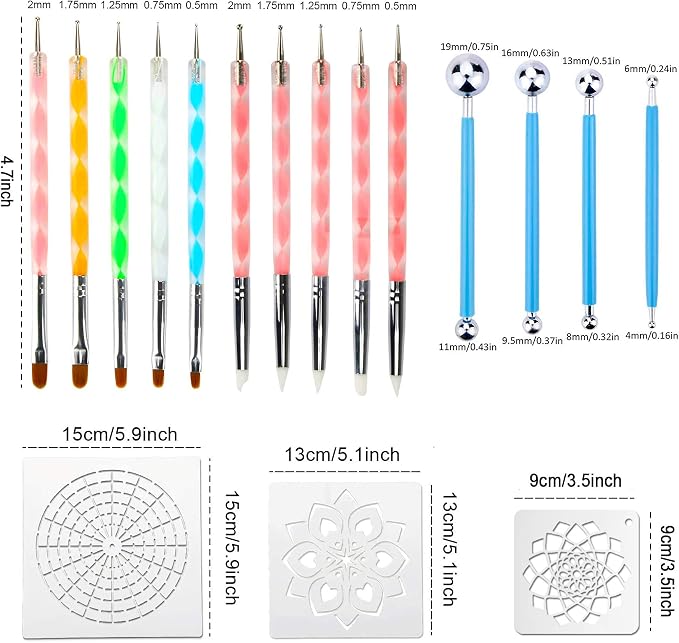 Augshy 58PCS Mandala Dotting Tools Set with a Blue Zipper Waterproof Storage Bag for Painting Rocks