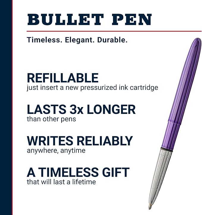 Fisher Space Pen Purple Haze Bullet Pen, Pressurized Ballpoint Pen, Compact Pocket Size, Writes Upside Down and in Extreme Temperatures, Smooth Black Ink, Medium Point, Gift Box, Made in the USA