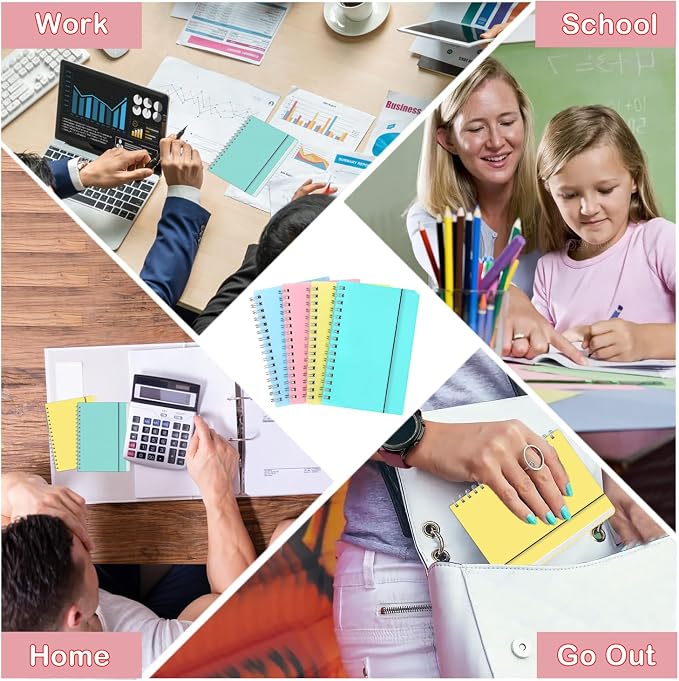 Small Spiral Notebooks 3.5 x 5.5 in College Ruled, Mini Spiral Notebook | Waterproof 80 Sheets/160 Pages, Pocket Notebook with 120 Pcs Sticky Index Tabs for Home Office College School