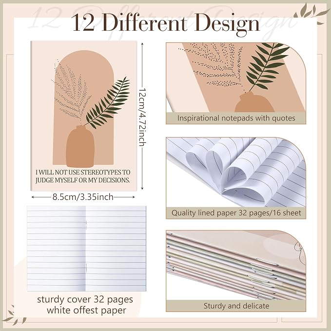 Tatuo 24 Pcs Positive Affirmation Notebooks for Women Boho Inspirational Notebook Small Motivational Encouragement Notepads Daily Affirmations Journal Student Teacher Coworker Back to School Supplies