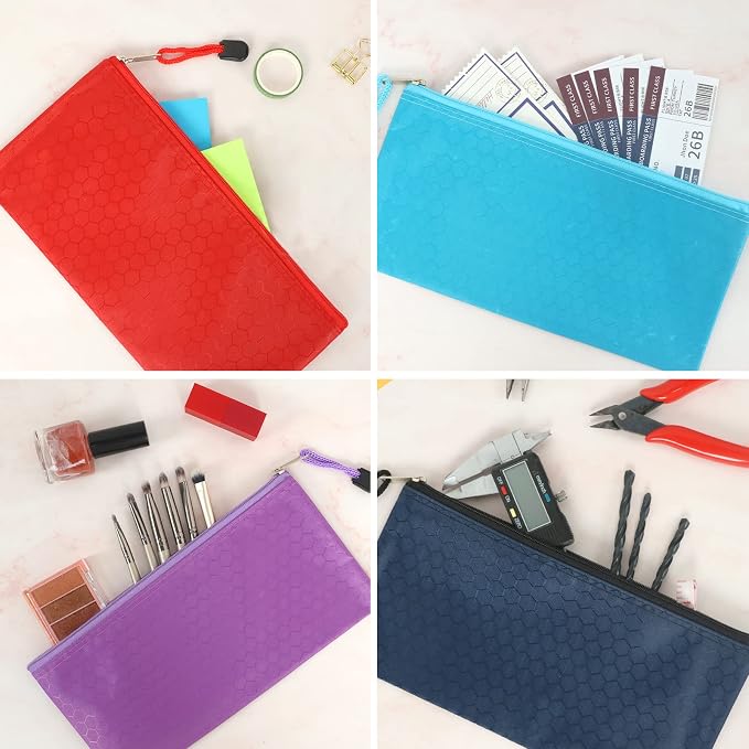 EOOUT 35pcs Pencil Pouch Bulk, 9.3x4.7 Inches Small Zipper Pouches for Bill Office School Supplies Cosmetics Travel Accessories in 12 Colors