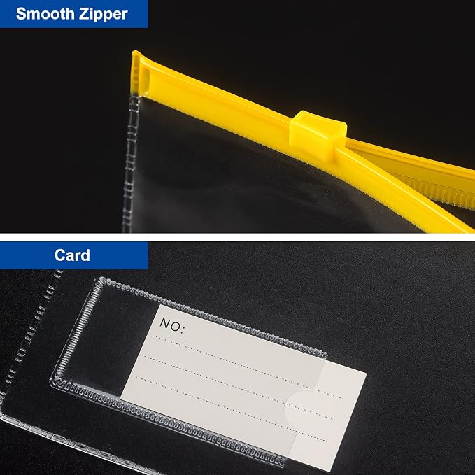 Tamaki 10 Pack Zipper Plastic Envelopes, Small Pencil Pounch, 9 x 4.7 Inch | Plastic Envelopes A6 Size for Pencil Case Bulk, Bill Bag