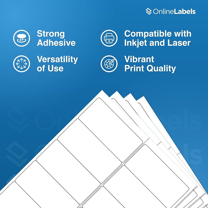 OnlineLabels 4" x 2" Rectangle Mailing Labels - White Matte - 100 Sheets | Permanent Adhesive, Blank Rectangle Labels, Inkjet and Laser Compatible, Ideal for Mailing & Address Labels