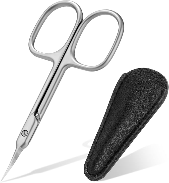 Cuticle Scissors, Curved Fine Tip, Men Women, Matte | Fine curved scissors for eyebrow, eyelash, cuticle and nail grooming. Small precision for manicure pedicure. Men women.