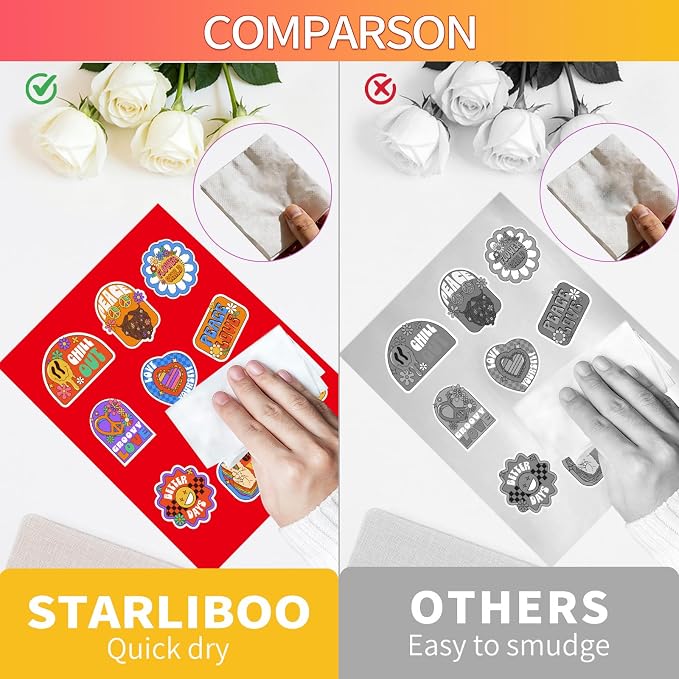 Matte Red Printable Sticker Paper, 25 Sheets Printable Sticker Paper, Laser/Inkjet Printing- Letter Size (8.5" x 11")