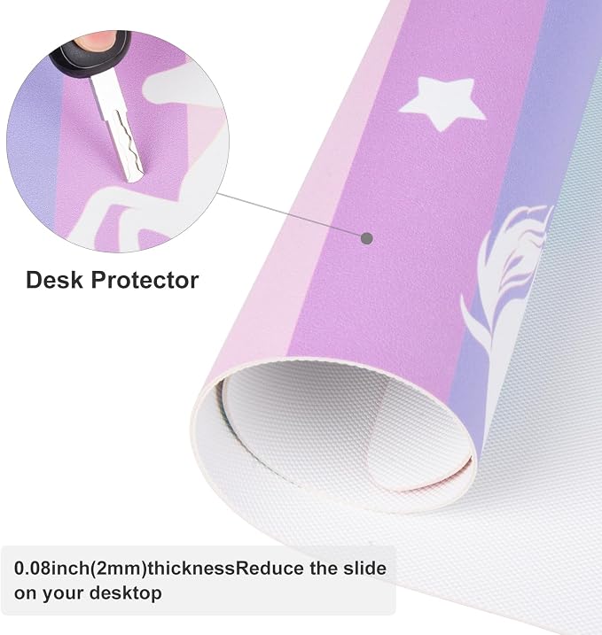 Unicorn Desk Pad Leather Desk Mat for Girls Women Cute Desk Accessories Kawaii Office Decor, Colorful Star Waterproof Large Mouse Pad Kids Desk Organizer Non-Slip Desk Blotter Big Rainbow Writing Mat | Girls Women Cute Desk Mat, Rainbow Desk Accessorie...
