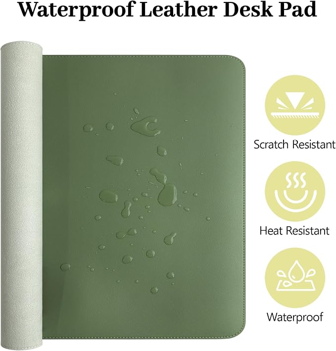 Green Desk Pad and Keyboard Wrist Rest, 3in1 Mousepad + Keyboard Wrist Rest+Mouse Wrist Rest for Home Office Table Computer Cover. (31.5×15.7,Green)