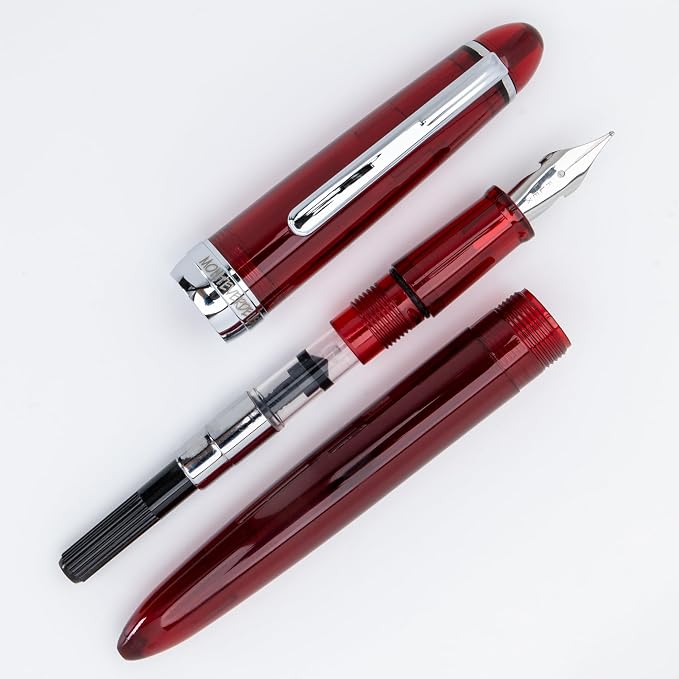 Monteverde USA Monza 3 Fountain Pen Set (Red) - Medium, Fine, Omniflex Nib - Ideal Gift for Men & Women - Perfect for Office, Business, School, Gifts, Journaling, Autographs