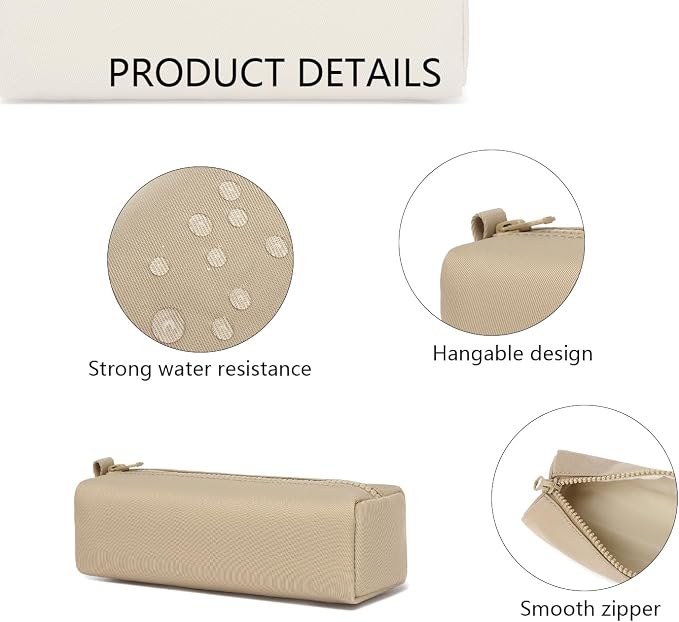 Pencil Case Lightweight and Durable Ideal Pencil Pouch for School and Office Supplies (Khaki,Oxford)