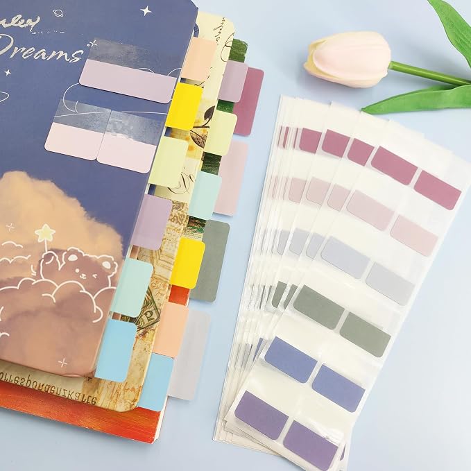 Potanro 360Pcs Sticky Book Tabs,Colorful Book Index Tabs for Notebook | Annotation Tabs Kit,Writable Repositionable Color Page Markers Bible Tabs for Office Supplies,Books File Classification