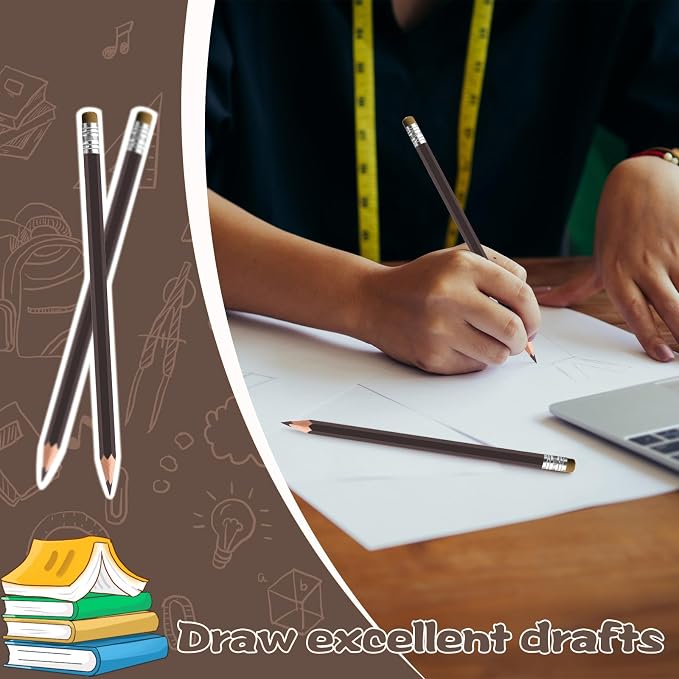 120 PCS Brown Colored Pencils with Eraser Pre Sharpened Pencil 2 HB - Ideal for Checking, Grading, Tests & Office/School Supplies (Brown)