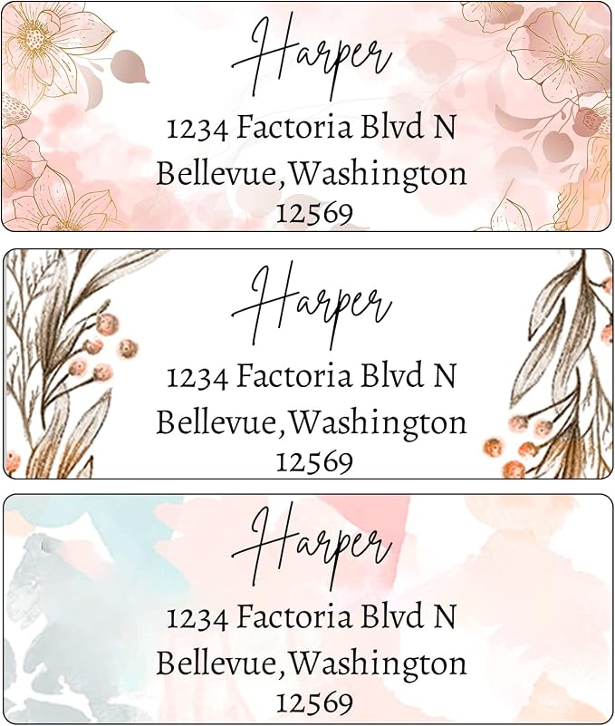 LINMAGCO Personalized Return Address Labels Gold 500 Pcs Mail Labels for Envelopes Weddings Self Adhesive Rectangle Elegant Name Stickers……