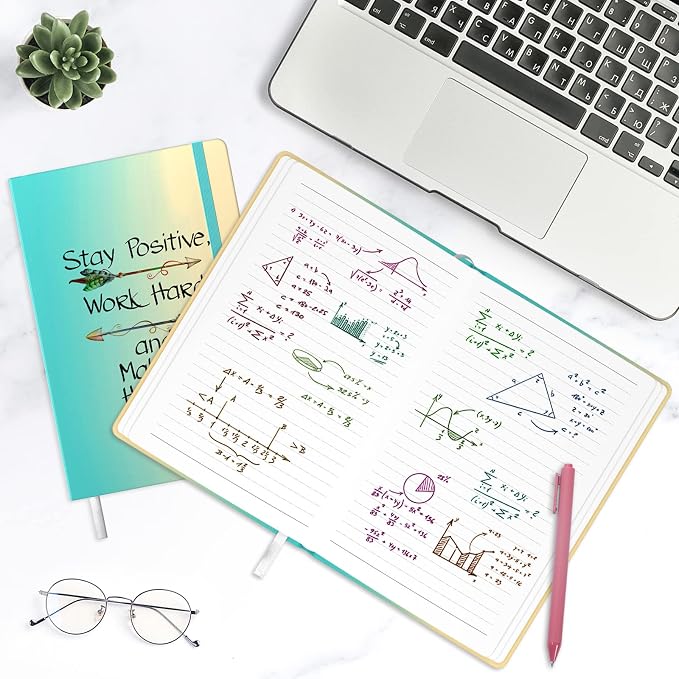 Lined Journal Notebook, Hardcover Journal for Women, Medium 5.7 x 8.4 in, 160 Pages Thick Paper, Cute Aesthetic Floral College Ruled Notebook for Writing Journaling Work School Office, Quotes