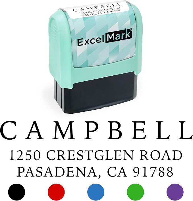 ExcelMark Address Stamp - Custom Return Address Stamp with Elegant Designs, Vibrant Colors & Patterns – Perfect for Mail, Invitations & Gifts (Seafoam, Simple Classic)